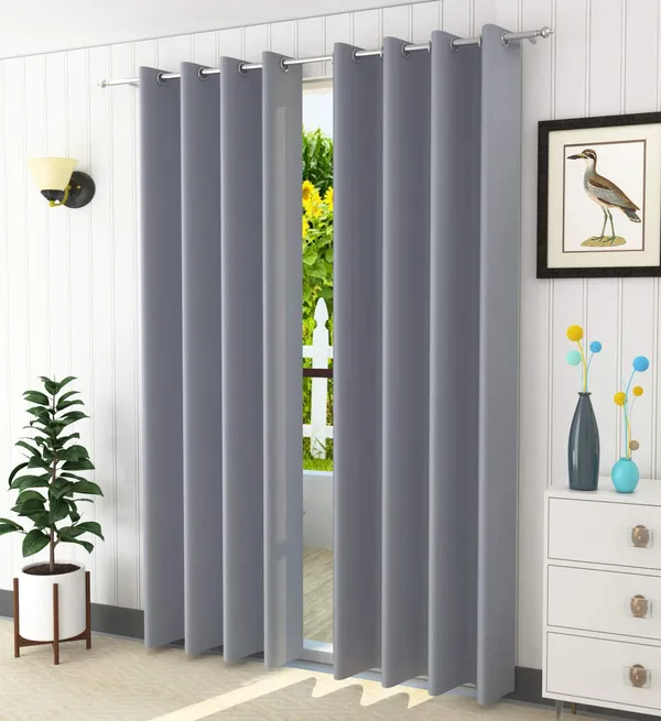 Pack_of_2_solid_grey_Color_Heavy__European_semi_transparent_Curtains_Grommet_Curtain_for_Living_Room