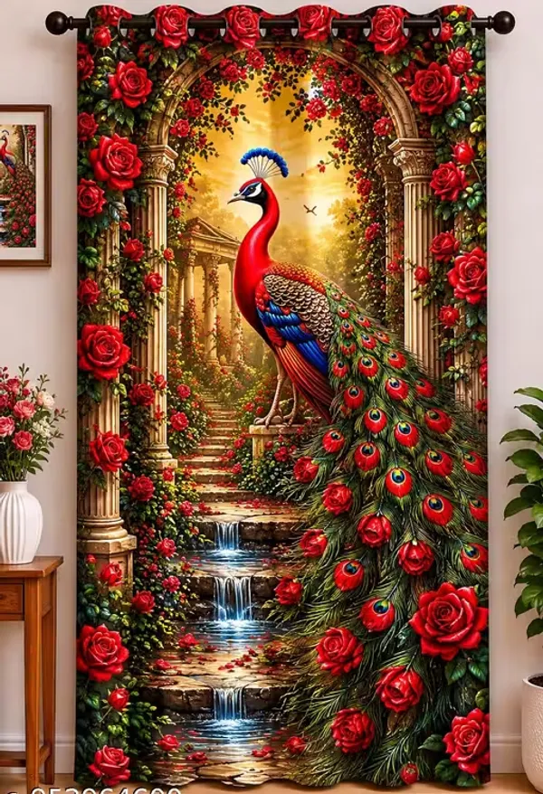PACK_OF__-2__High_Quality_3D_Digital_Print_Eyelet_Curtain_for_Home_&_Office_|_Premium_Polyester_Door/Window_Curtain_|_Modern_Stylish_Floral_Abstract_Room_Decor❤️
