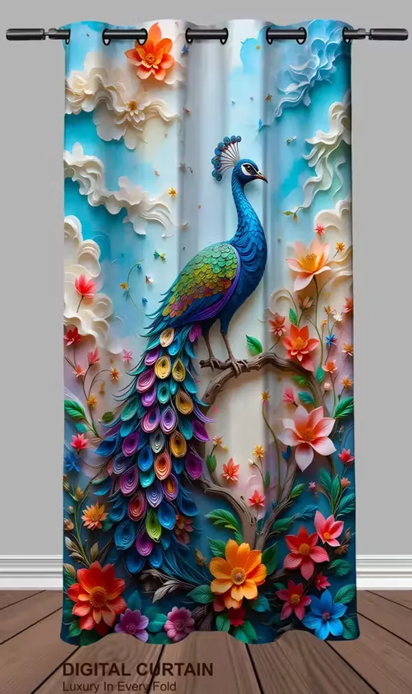 High_Quality_3D_Digital_Print_Eyelet_Curtain_for_Home_&_Office_|_Premium_Polyester_Door/Window_Curtain_|_Modern_Stylish_Floral_Abstract_Room_Decor❤️