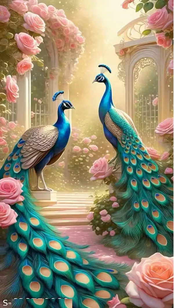 Pack_Of_2-_Polyester_piece_Cream_peacock__print_Heavy__European_semi_transparent_Curtains_Grommet_Curtain?for?Living?Room