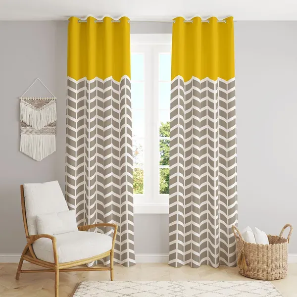 Pack_Of_2-_Polyester_piece_Grey_and_yellow_printed_Heavy__European_semi_transparent_Curtains_Grommet_Curtain?for?Living?Room