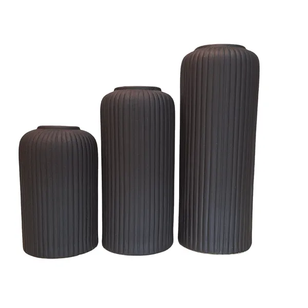 Modern_Ceramic_Flower_Vase_Black_Matt_8"_(Medium_-Without_Flower)