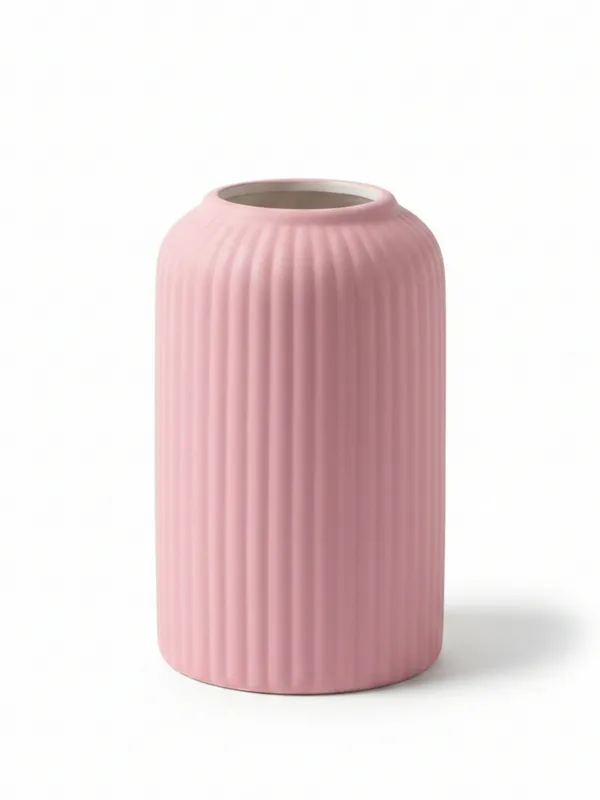 Modern_Ceramic_Flower_Vase_Pink_Matt-_6"(Small_-Without_Flower)