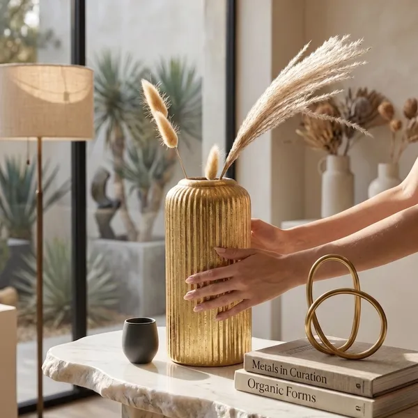 Gold_Leafing_Modern_Ribbed_Design_Ceramic_Flower_Vase__Medium_Size_8"_