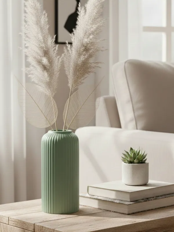 Modern_Ceramic_Flower_Vase_Green_Matt-_6"(Small_-Without_Flower)