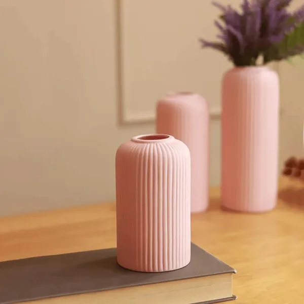 Modern_Ceramic_Flower_Vase_Pink_Matt-_6"(Small_-Without_Flower)