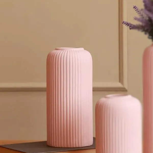 Modern_Ceramic_Flower_Vase_Pink_Matt-_8"_(Medium_-Without_Flower)
