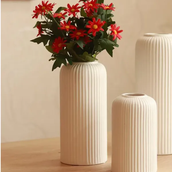 Modern_Ceramic_Flower_Vase_White_Matt-__8"_(Medium_-Without_Flower)