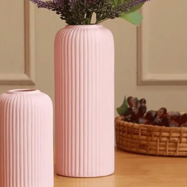Modern_Ceramic_Flower_Vase_Pink_Matt-_10"(LARGE_-Without_Flower)