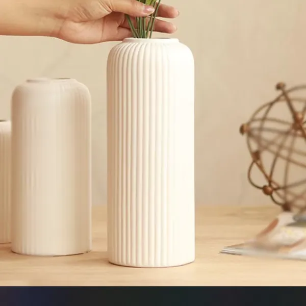 Modern_Ceramic_Flower_Vase_White_Matt-_10"(LARGE_-Without_Flower)