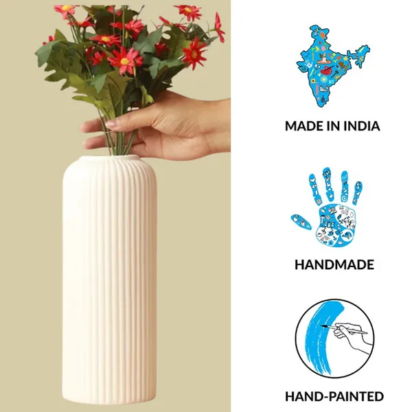 Modern_Ceramic_Flower_Vase_White_Matt-_10"(LARGE_-Without_Flower)