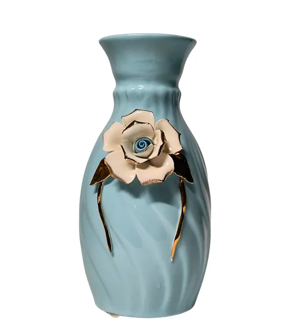 Modern_Ceramic_Flower_Vase_Pastel_Blue_with_Lidded_Design_Motif_-High_Glossy-_8"-Without_Flower