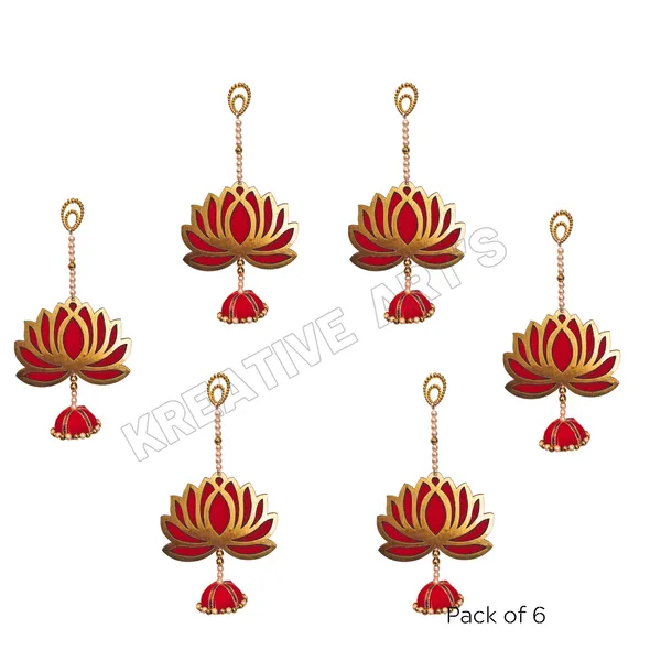 Party_Decoration_Item_-(Pink_-Hanging_Lotus_6pc__Lotus_Urli_Set_of_3)