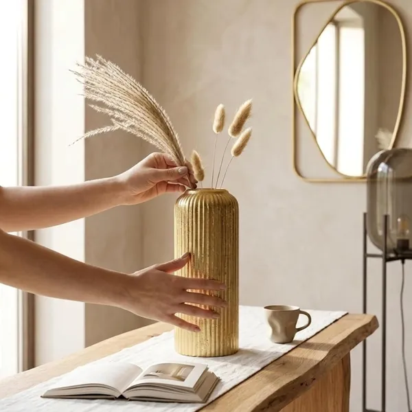 Modern_Ceramic_Flower_Vase_Gold-10"(LARGE-Without_Flower)
