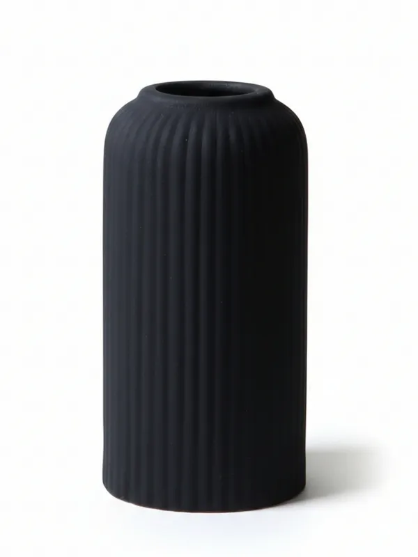 Modern_Ceramic_Flower_Vase_Black_Matt-_6"(Small_-Without_Flower)