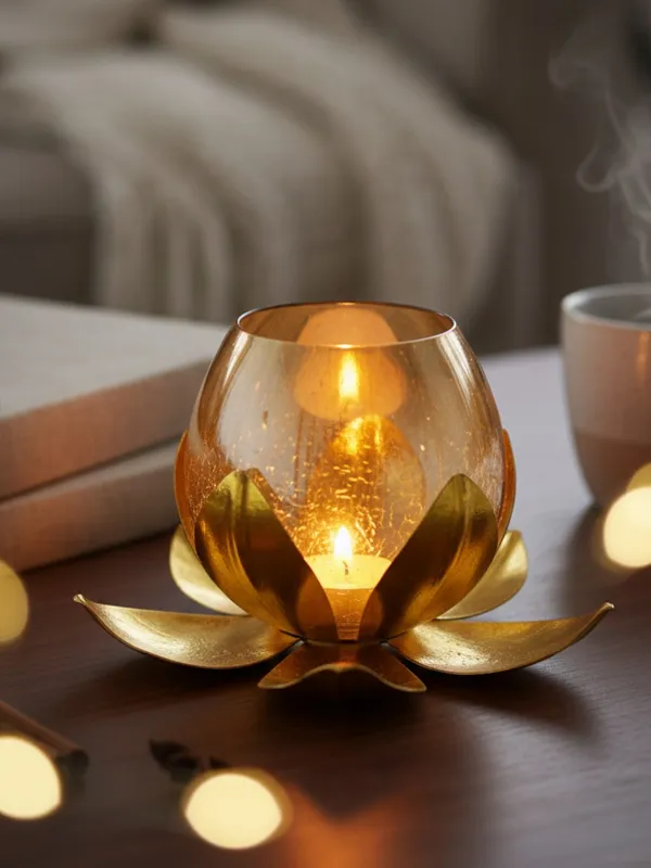 Lotus_shape_Table_candle_holder_Gold