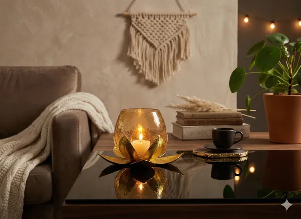 Lotus_shape_Table_candle_holder_Gold