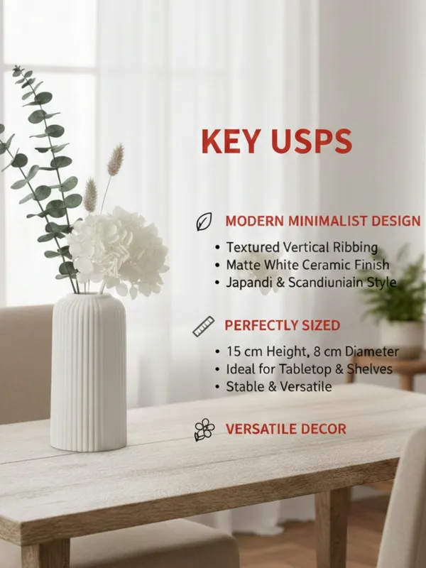 Modern_Ceramic_Flower_Vase_White_Matt-_6"(Small_-Without_Flower)
