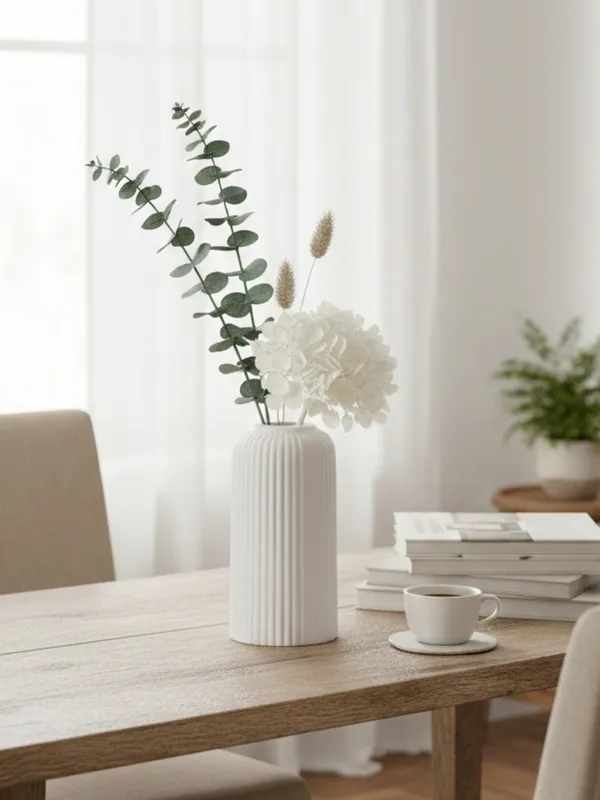 Modern_Ceramic_Flower_Vase_White_Matt-_6"(Small_-Without_Flower)