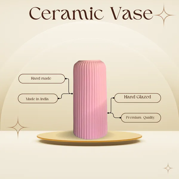 Modern_Ceramic_Flower_Vase_Pink_Matt-_8"_(Medium_-Without_Flower)