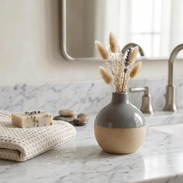 Vase__Two-Tone_Ceramic_Bud_Vase_Sage_Grey_&_Sandy_Beige_Matte-_4.5"(Small_-Without_Flower)