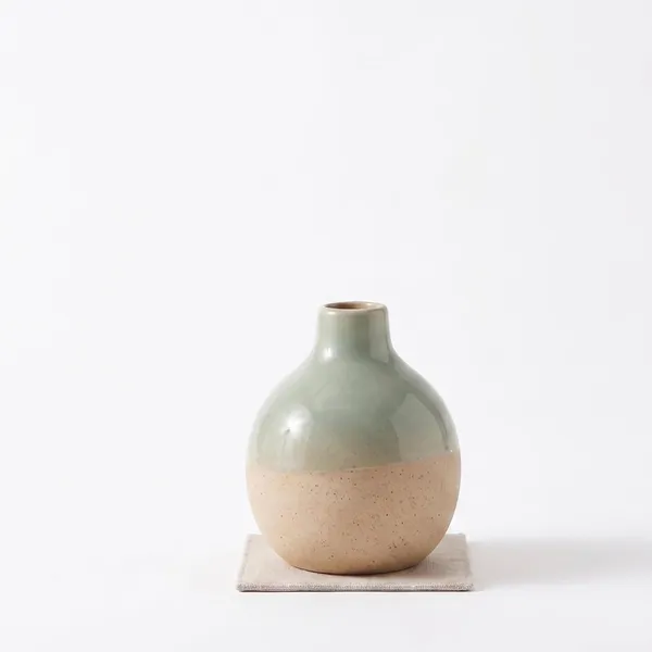 Vase__Two-Tone_Ceramic_Bud_Vase_Sage_Grey_&_Sandy_Beige_Matte-_4.5"(Small_-Without_Flower)
