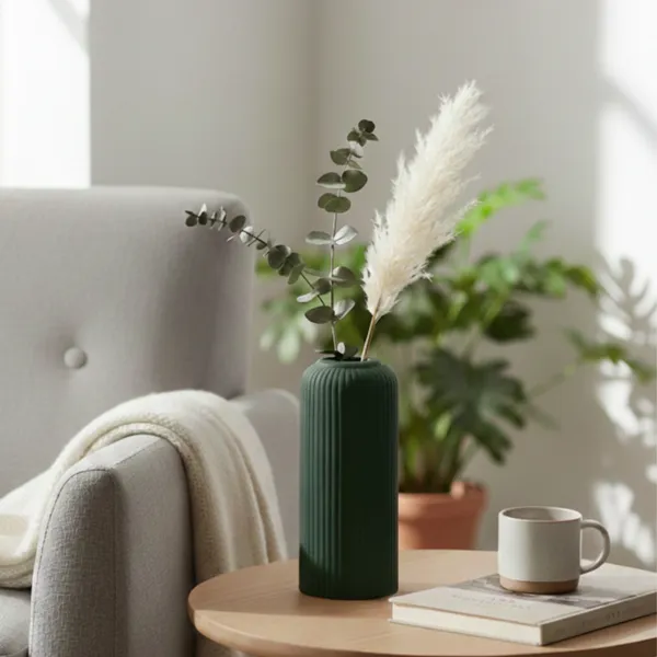 Modern_Ceramic_Flower_Vase_Dark_Green_Matt-__8"_(Medium-Without_Flower)