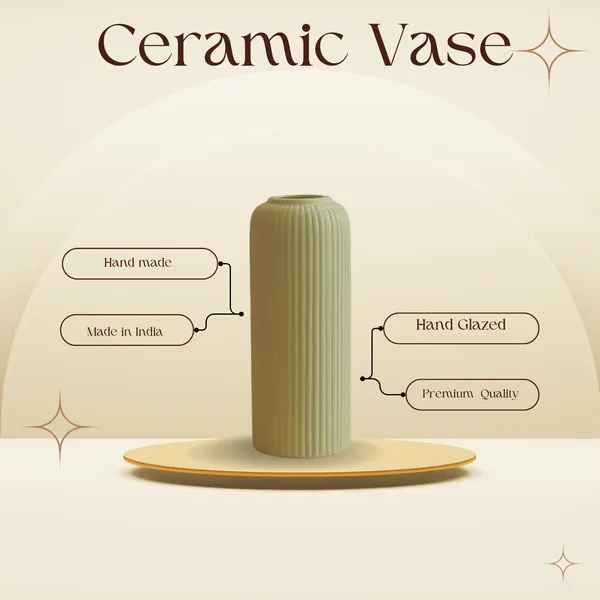 Modern_Ceramic_Flower_Vase_Green_Matt-__8"_(Medium-Without_Flower)