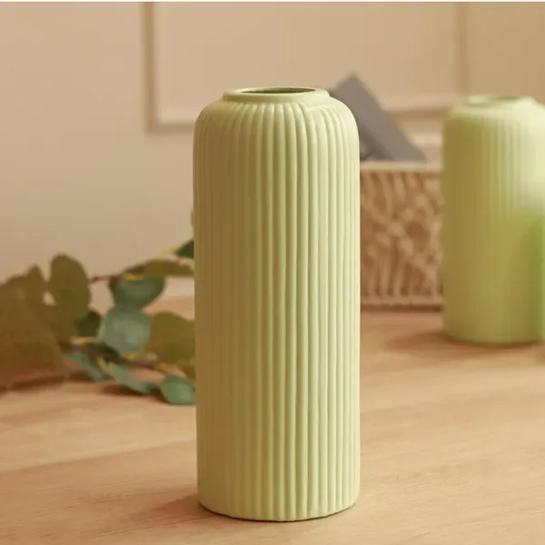 Modern_Ceramic_Flower_Vase_Green_Matt-_10"(LARGE_-Without_Flower)