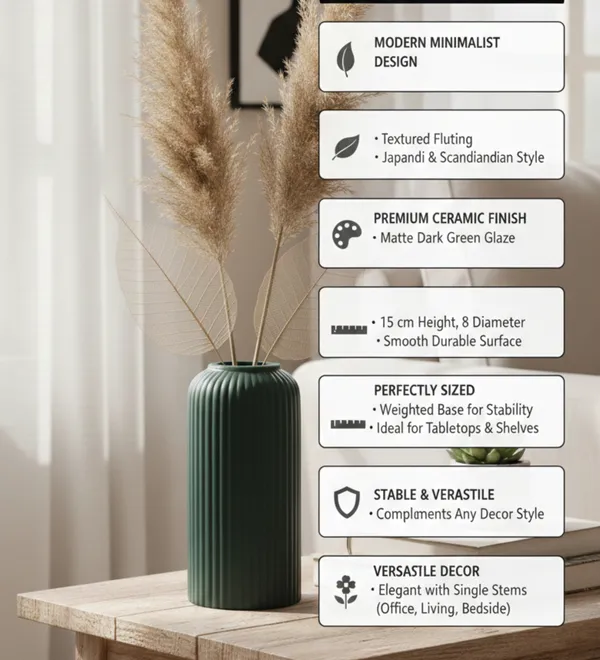 Modern_Ceramic_Flower_Vase_Dark_Green_Matt-_6"(Small_-Without_Flower)