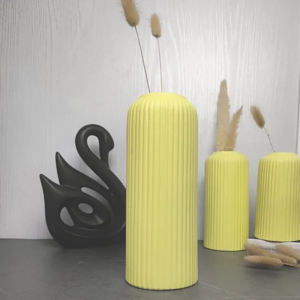 Modern_Ceramic_Flower_Vase_Yellow_Matt-10"(LARGE_-Without_Flower)