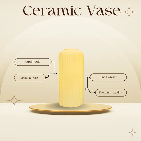 Modern_Ceramic_Flower_Vase_Yellow_Matt-_8"_(Medium_-Without_Flower)