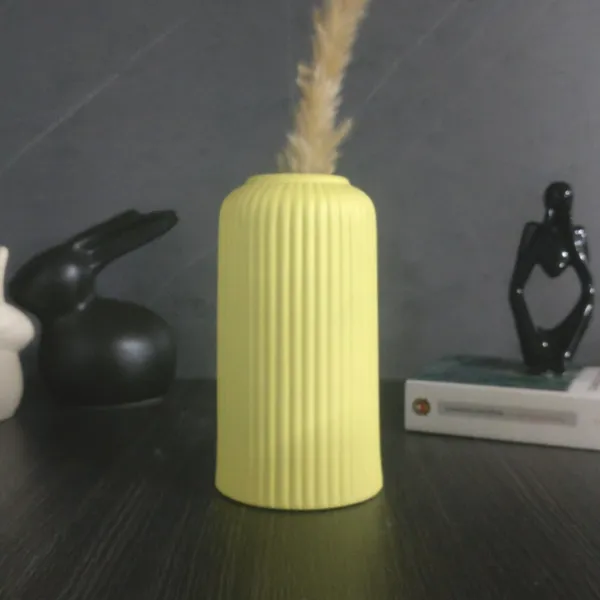 Modern_Ceramic_Flower_Vase_Yellow_Matt-_6"(Small_-Without_Flower)
