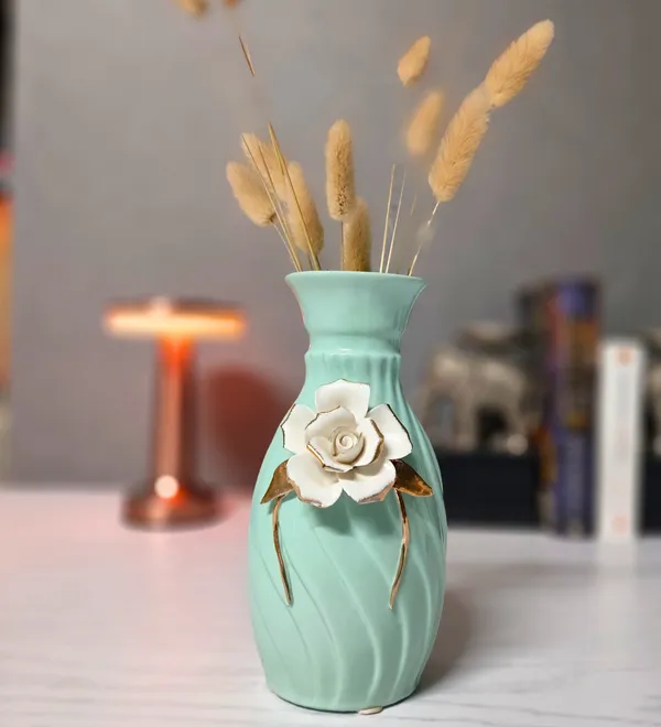 Modern_Ceramic_Flower_Vase_Pastel_Green_with_Lidded_Design-High_Glossy-_8"-Without_Flower