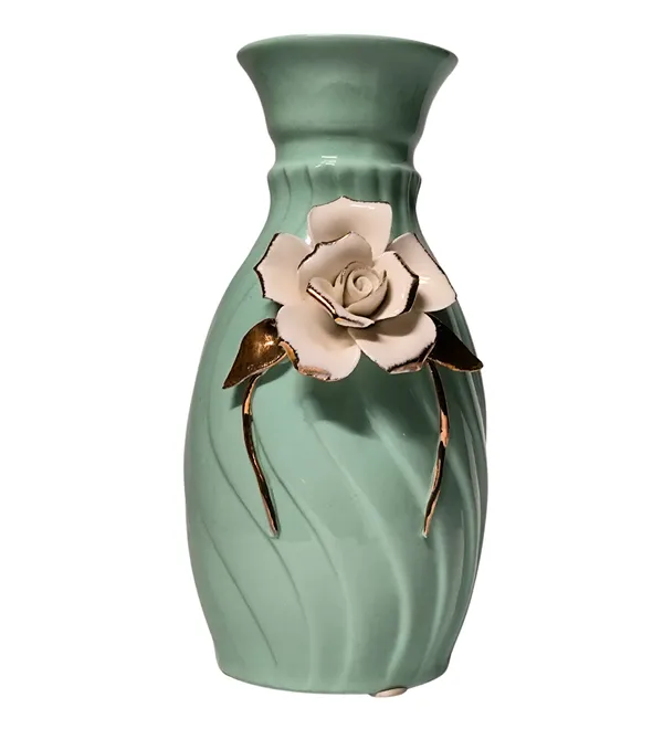 Modern_Ceramic_Flower_Vase_Pastel_Green_with_Lidded_Design-High_Glossy-_8"-Without_Flower