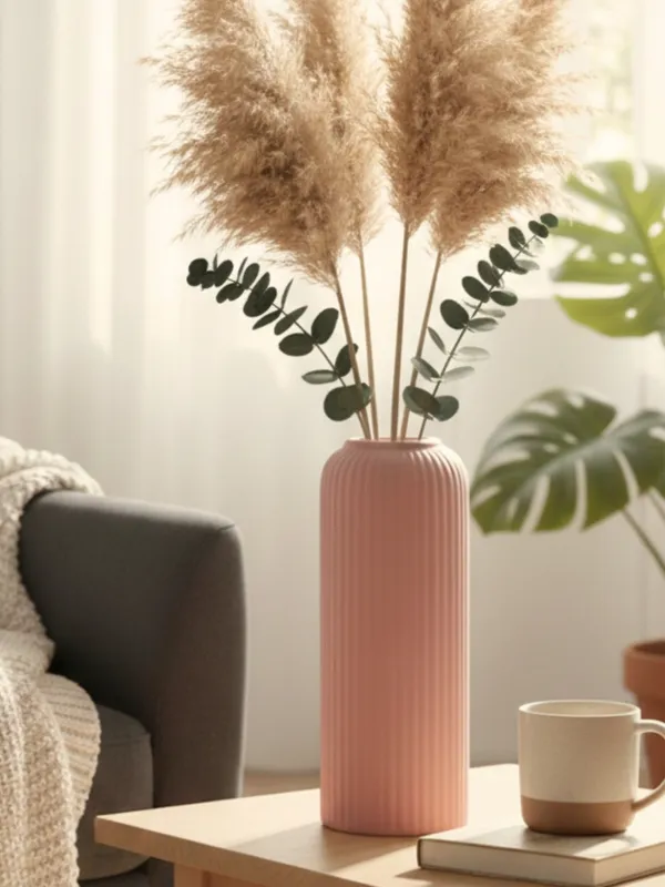 Modern_Ceramic_Flower_Vase_Pink_Matt-_10"(LARGE_-Without_Flower)