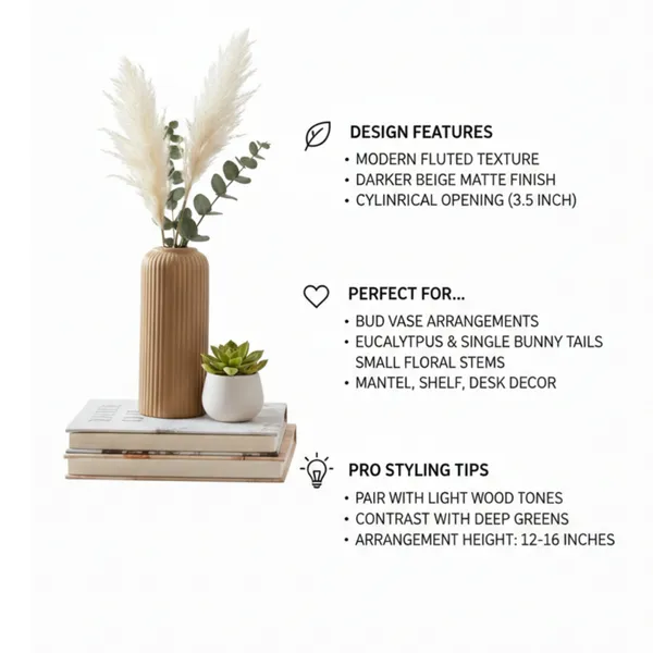 Modern_Ceramic_Flower_Vase_Beidge_Matt-_8"_(Medium-Without_Flower)