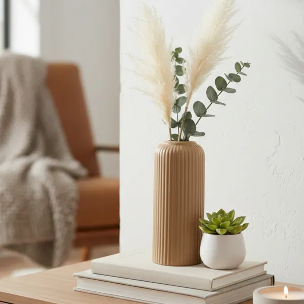 Modern_Ceramic_Flower_Vase_Beidge_Matt-_8"_(Medium-Without_Flower)