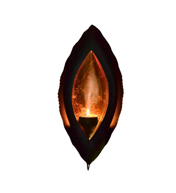 Dual_Eye_Shape_Wall_Candle_Holder-_Copper_10"_Height