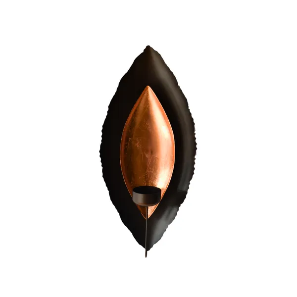 Dual_Eye_Shape_Wall_Candle_Holder-_Copper_10"_Height