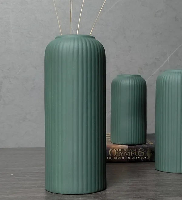 Modern_Ceramic_Flower_Vase_Dark_Green_Matt-_10"(LARGE_-Without_Flower)