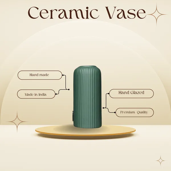Modern_Ceramic_Flower_Vase_Dark_Green_Matt-_10"(LARGE_-Without_Flower)