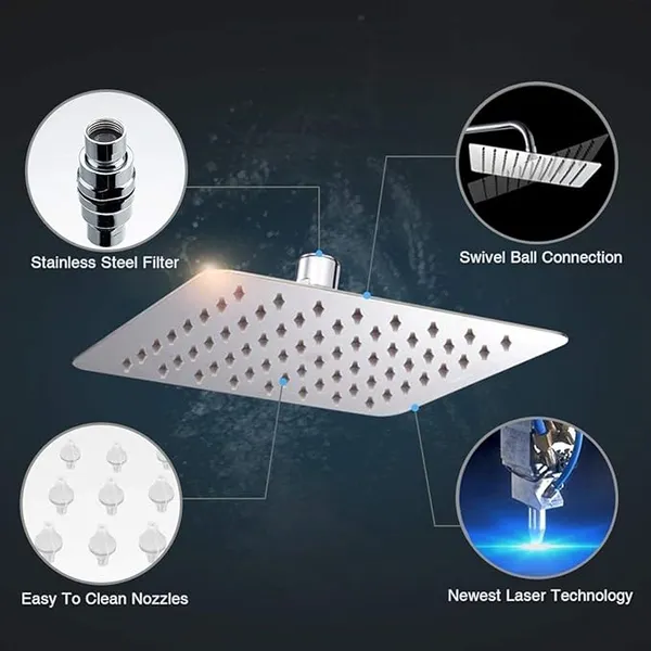 RSP_Quality_bit_®_Stainless_Steel_Ultra_Slim_Overhead_Shower_(8_x_8_Inch,_Silver)