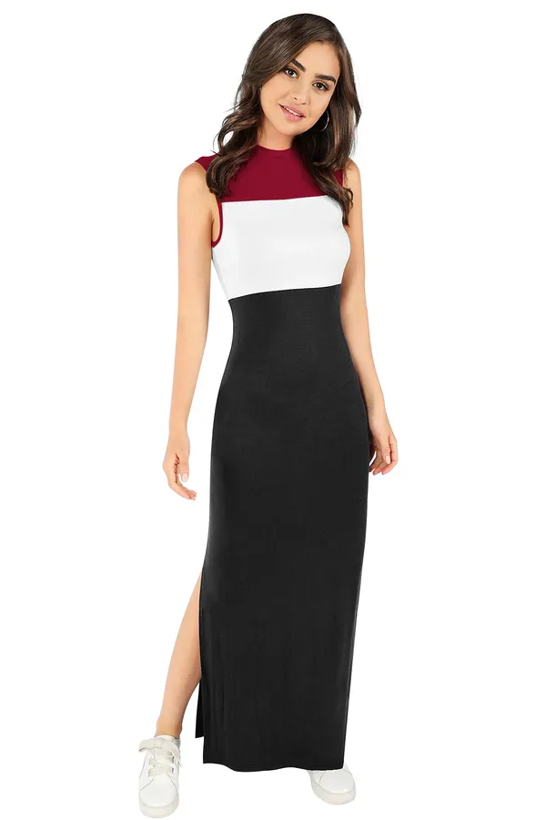 Maroon__Stretchable_Knitting_Dress_for_Women
