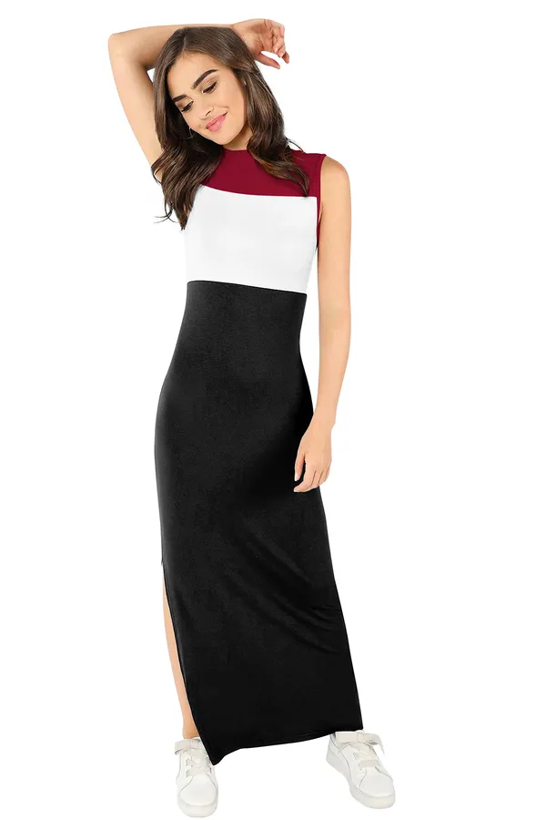 Maroon__Stretchable_Knitting_Dress_for_Women