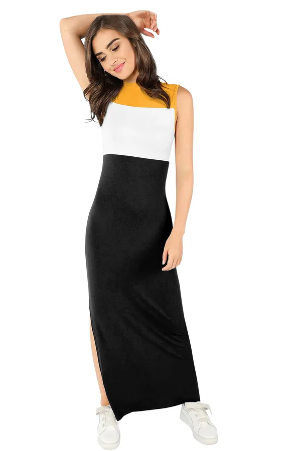 Yellow__Stretchable_Knitting_Dress_for_Women