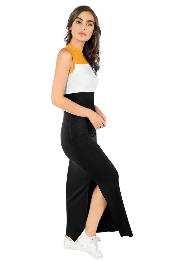 Yellow__Stretchable_Knitting_Dress_for_Women
