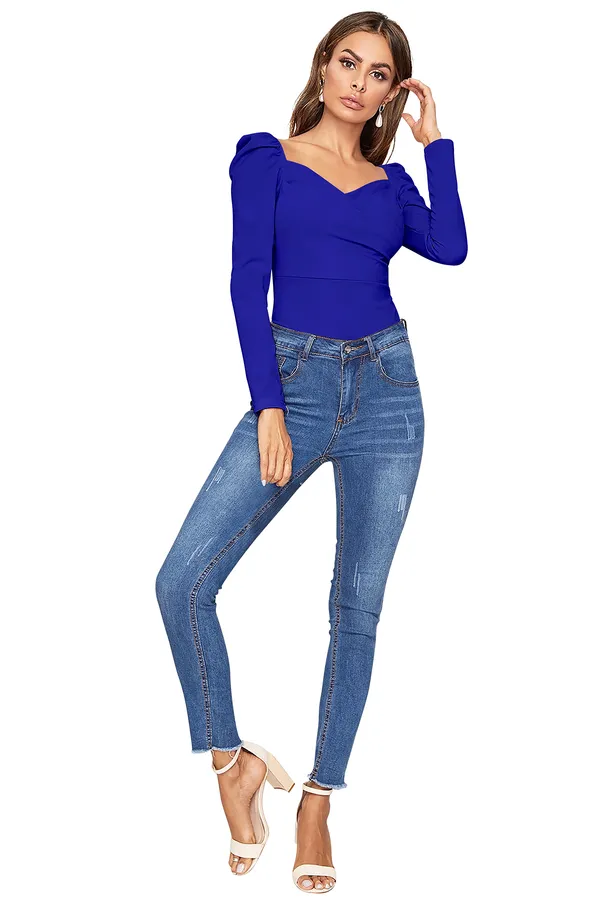RoyalBlue_Polyester_Knitting_Tops_for_Women