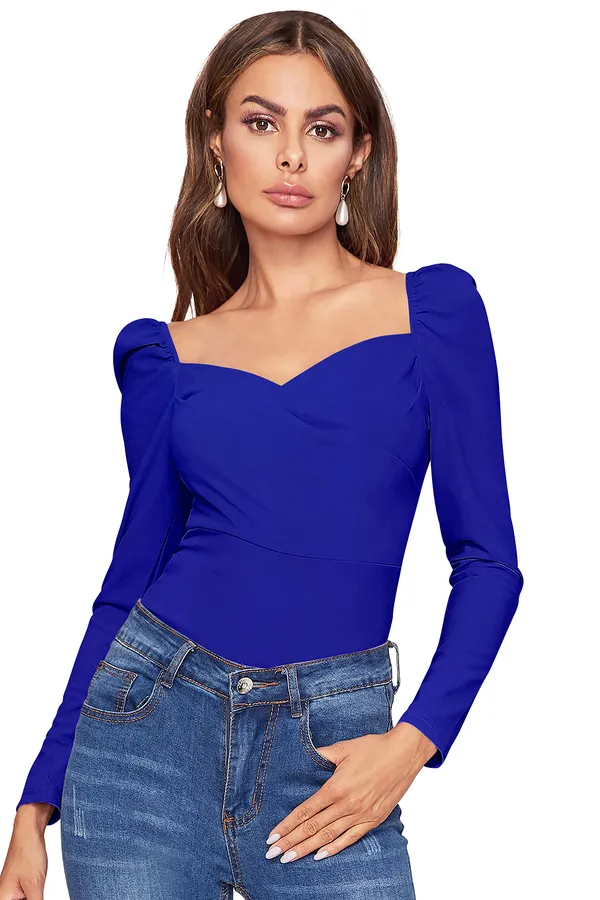 RoyalBlue_Polyester_Knitting_Tops_for_Women
