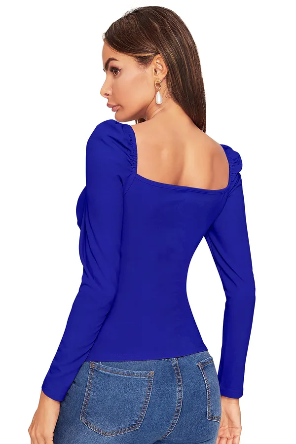 RoyalBlue_Polyester_Knitting_Tops_for_Women